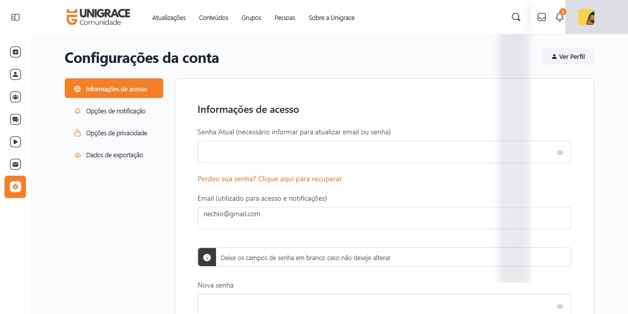 Informações de acesso
