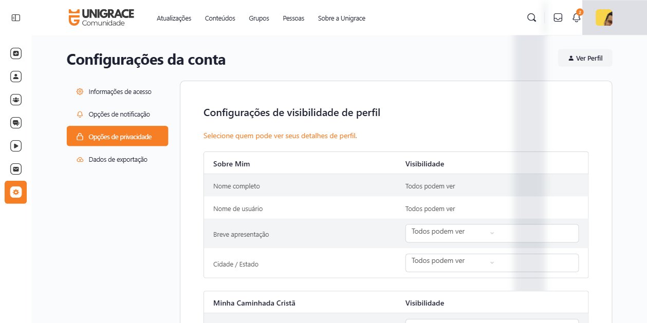 Opções de privacidade